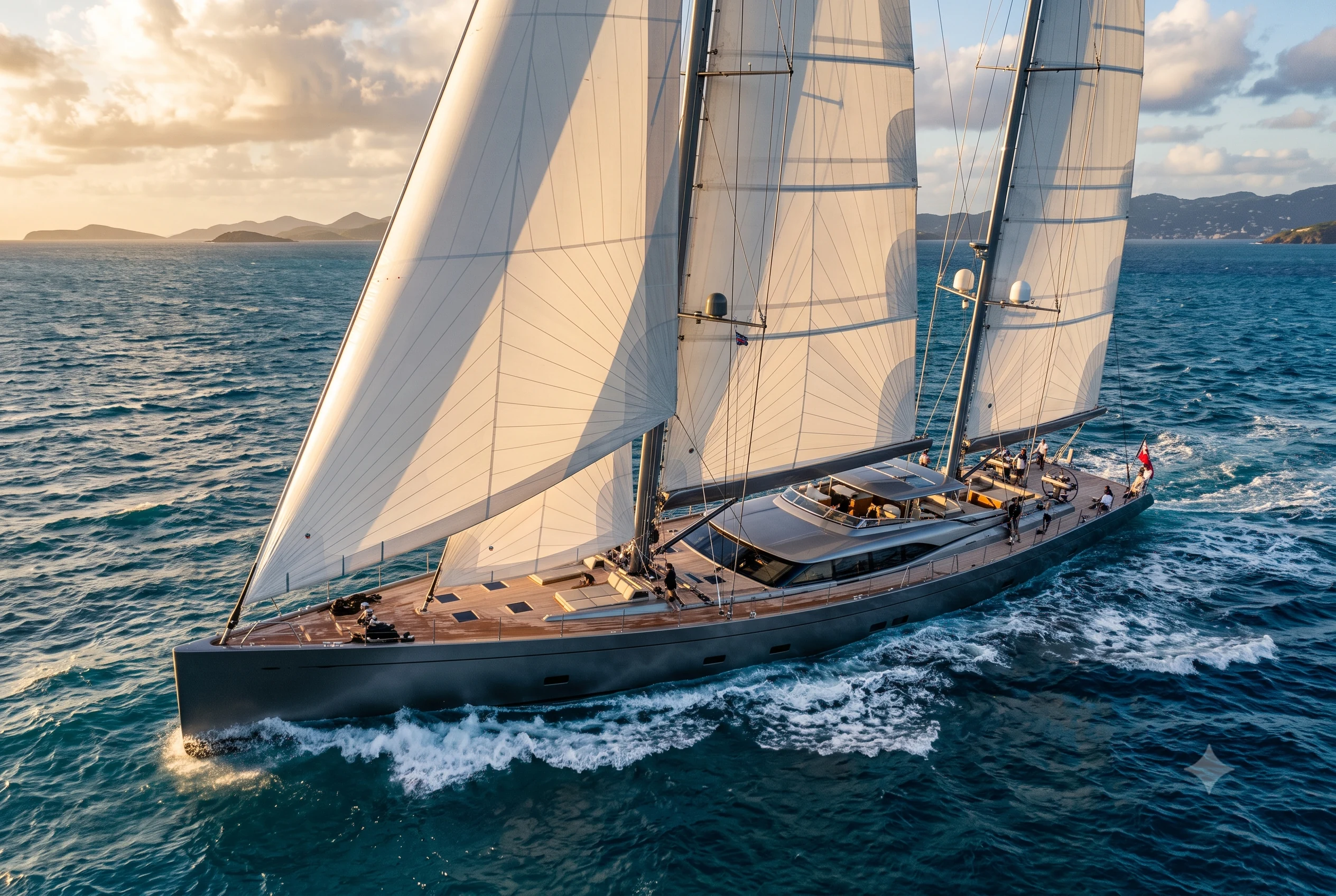Sybaris - Teak Deck & Twin Carbon Helms